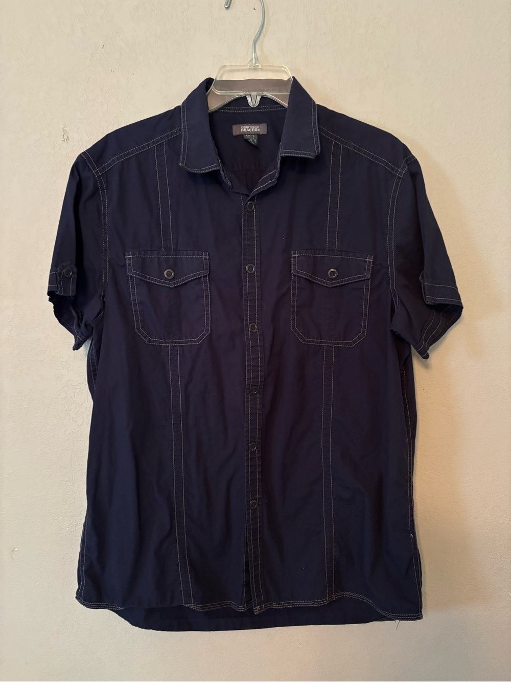 Nautica Short Sleeve Button-Up Shirt - Navy Light Denim